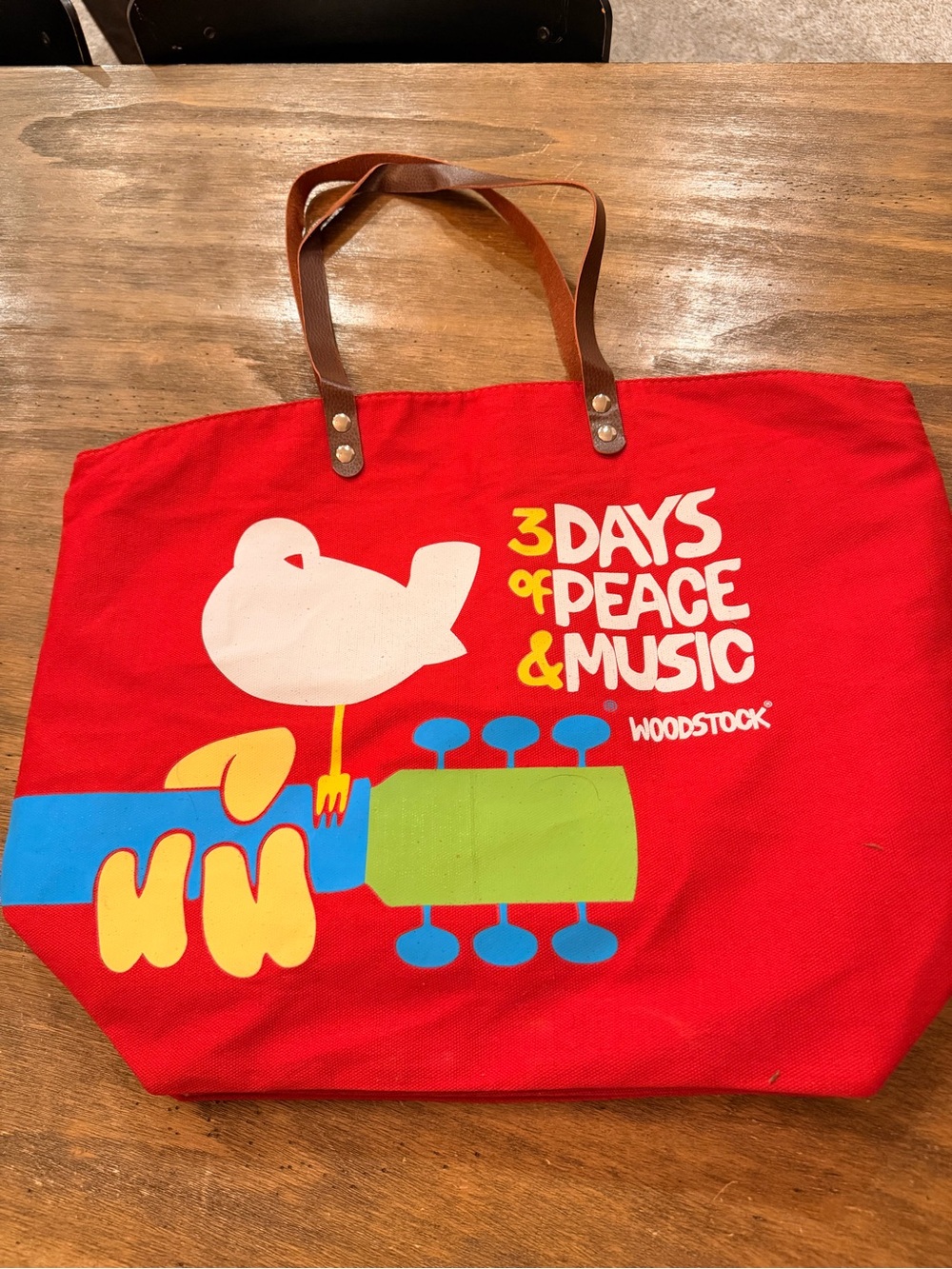 '3 Days of Peace & Music' Red Canvas Tote WOODSTOCK